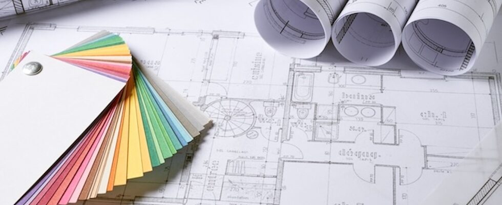 Architecture plans and sketch of house project