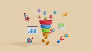 Digital marketing sales funnel illustration