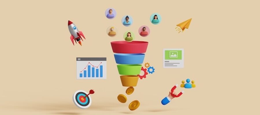 Digital marketing sales funnel illustration