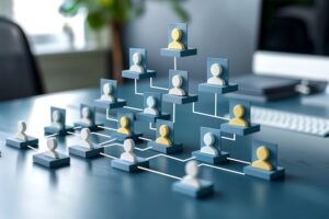 block figures representing an organizational hierarchy