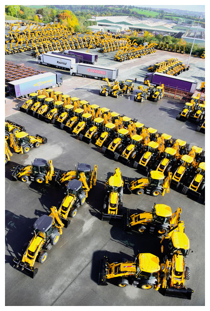 backhoes on a lot