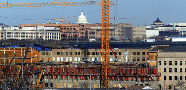 crane in use on the Pentagon Renovation Project