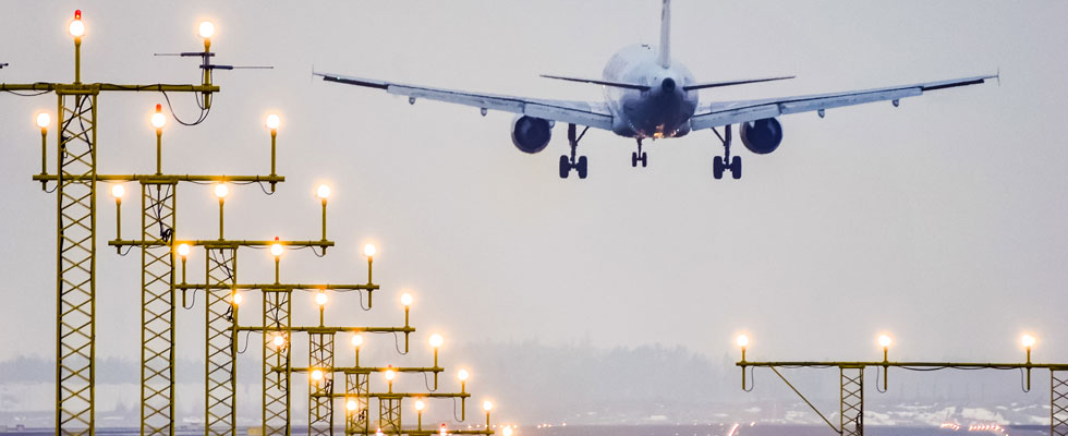 plane landing on runway