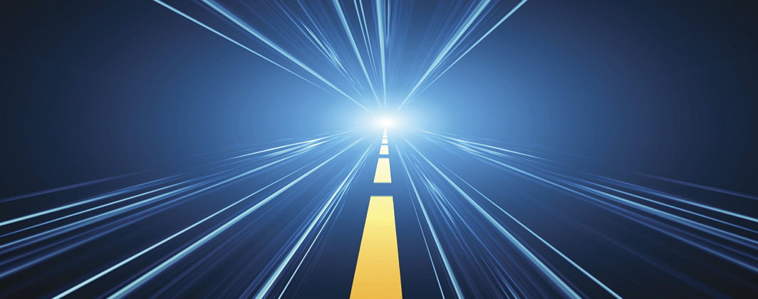 illustration of driver's road view at night