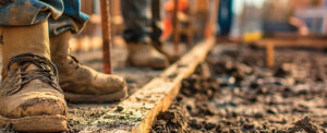 work boots on construction workers