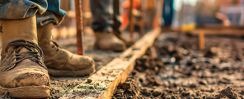 work boots on construction workers
