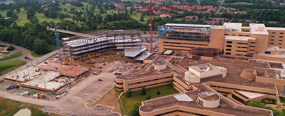 health care center Construction site viewed from above