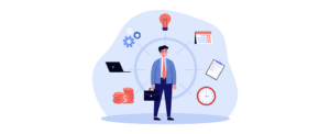 Business professional managing multiple responsibilities