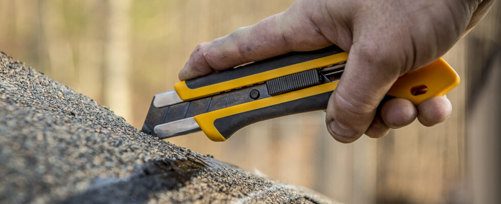 utility knife in use