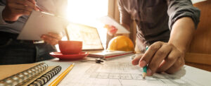 Contractors reviewing plans