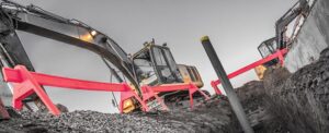 Excavator rollover at construction site