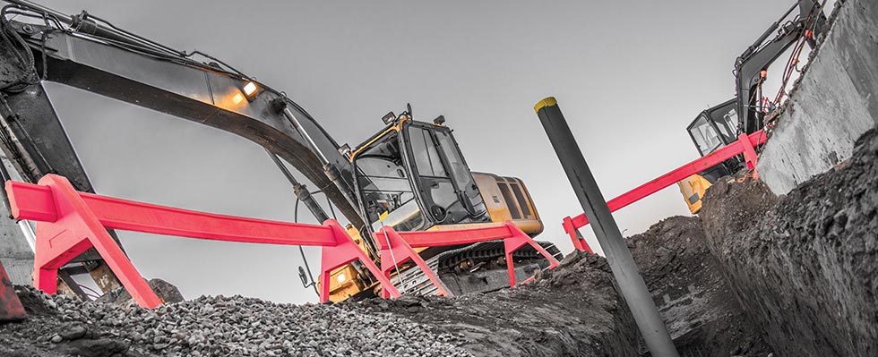 Excavator rollover at construction site
