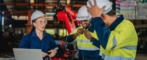 construction workers in discussion onsite