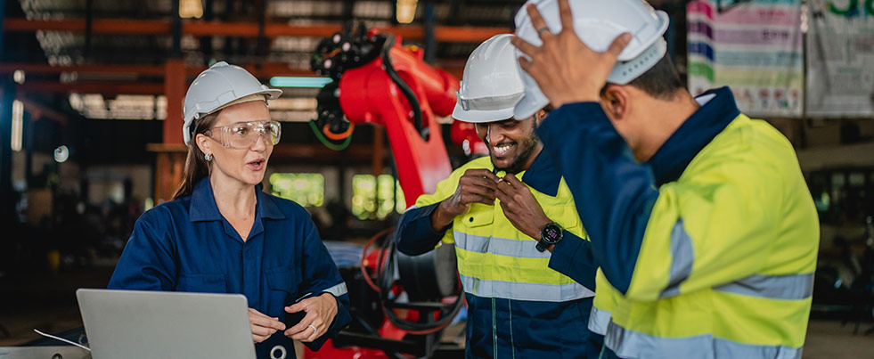 construction workers in discussion onsite