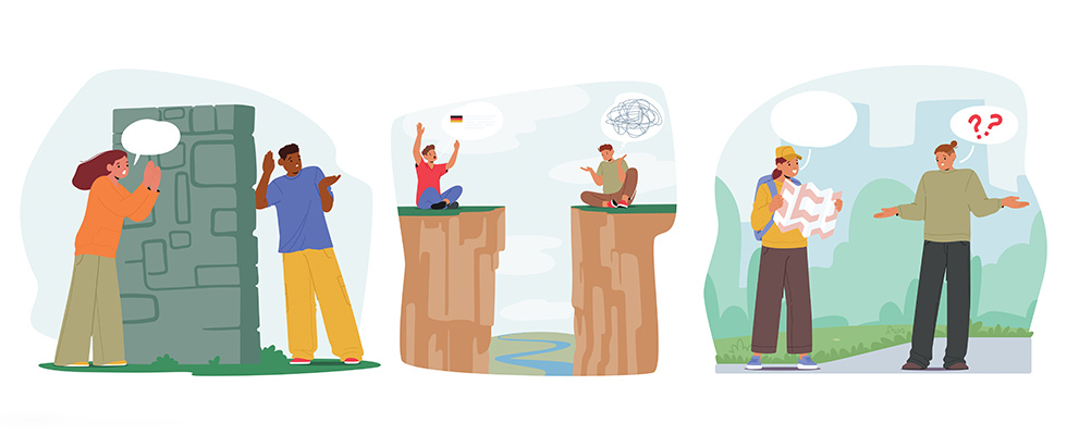 Illustration of communication gap between coworkers