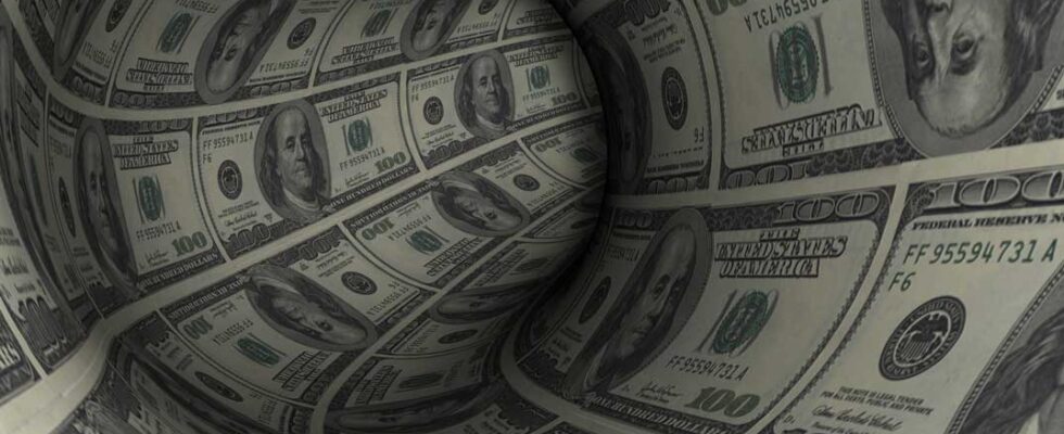 illustration of a tunnel of cash