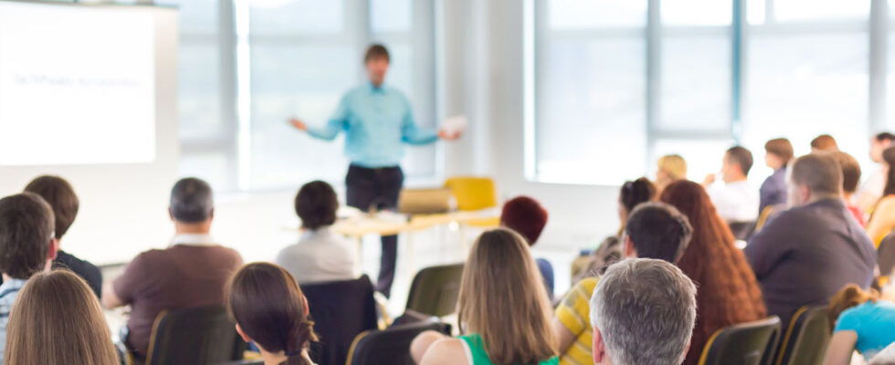 Audience attending professional training seminar