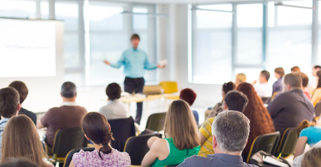 Audience attending professional training seminar